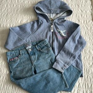 7/8 Levi Strauss, zip up hoodie and Levi’s capris size 8 Size